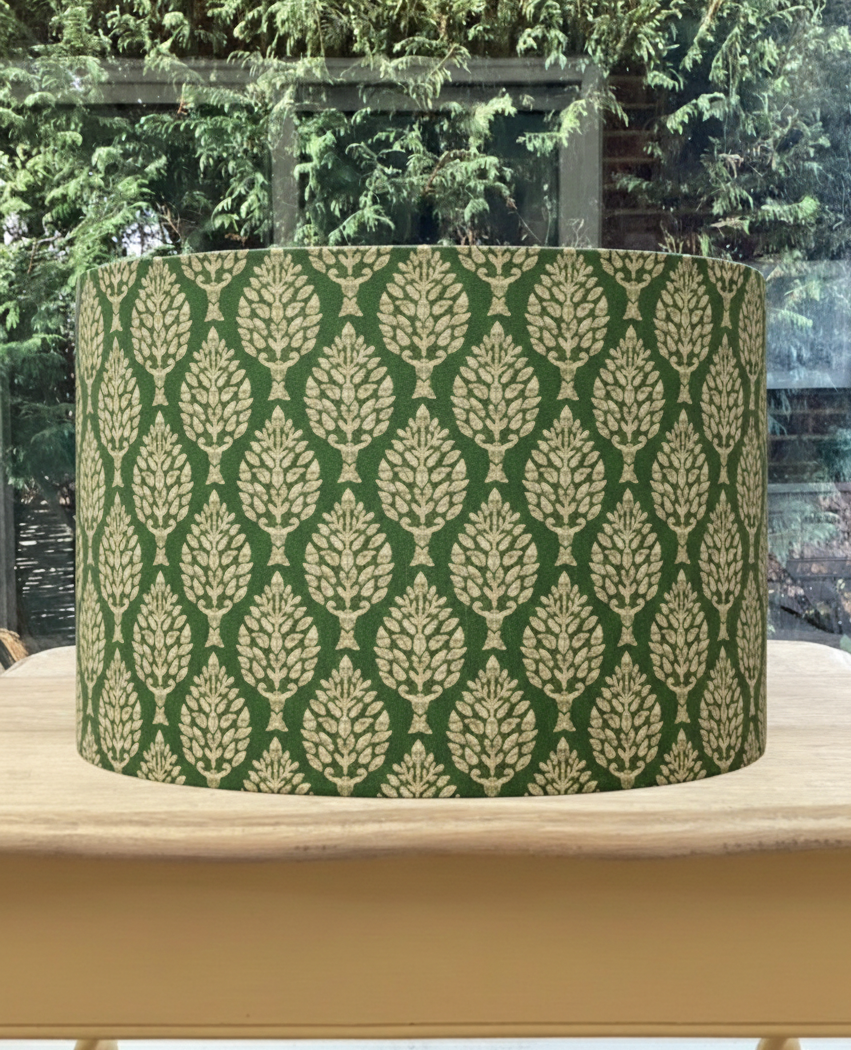 Kemble Spruce Green Lampshade - Botanical Tree Print Drum Shade