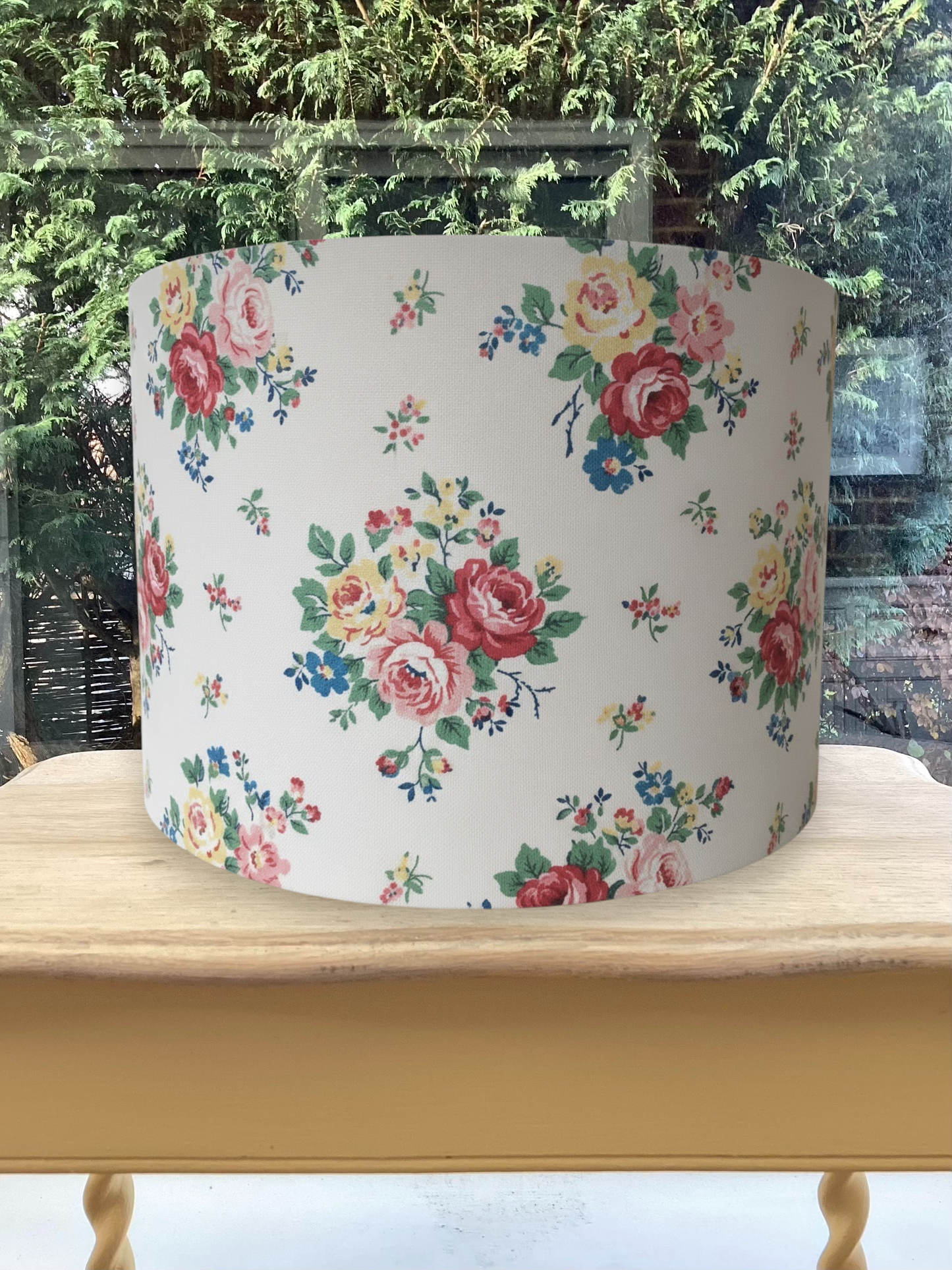 Vintage Rose Drum Lampshade | Floral Print on Cream