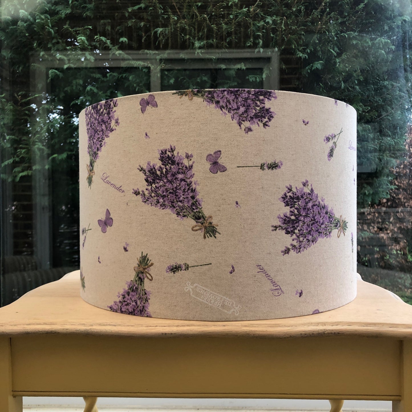 Provence Lavender Fields & Butterfly Drum Lampshade – Rustic Linen-Style Decor