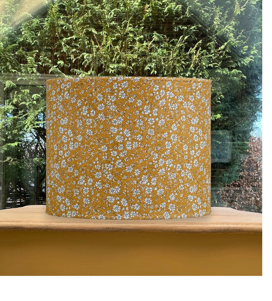 Liberty Capel Mustard Lampshade – Floral Fabric Drum Shade – Handmade Lighting – Yellow Floral Home Decor