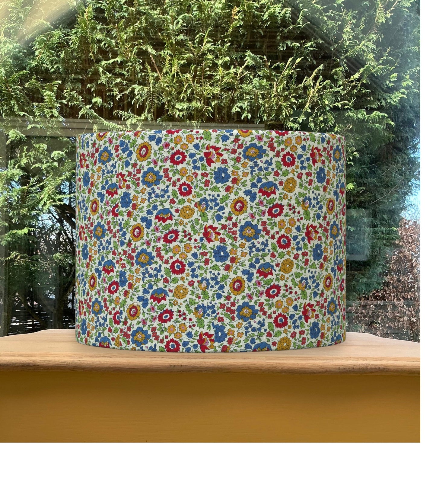 Liberty D’Anjo Lampshade – Multicolour Floral Drum Shade – Handmade Liberty Fabric Lighting