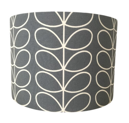 Grey & Cream Linear Stem Drum Lampshade – Modern Scandi / Mid-Century Pattern Shade