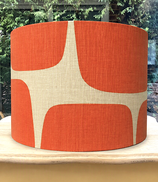 Modern Scandinavian Scion Lohko Lampshade - Orange & Cream Designer Drum