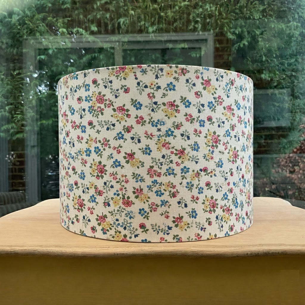 Mini Floral Drum Lampshade | Cream Ditsy Flower Print