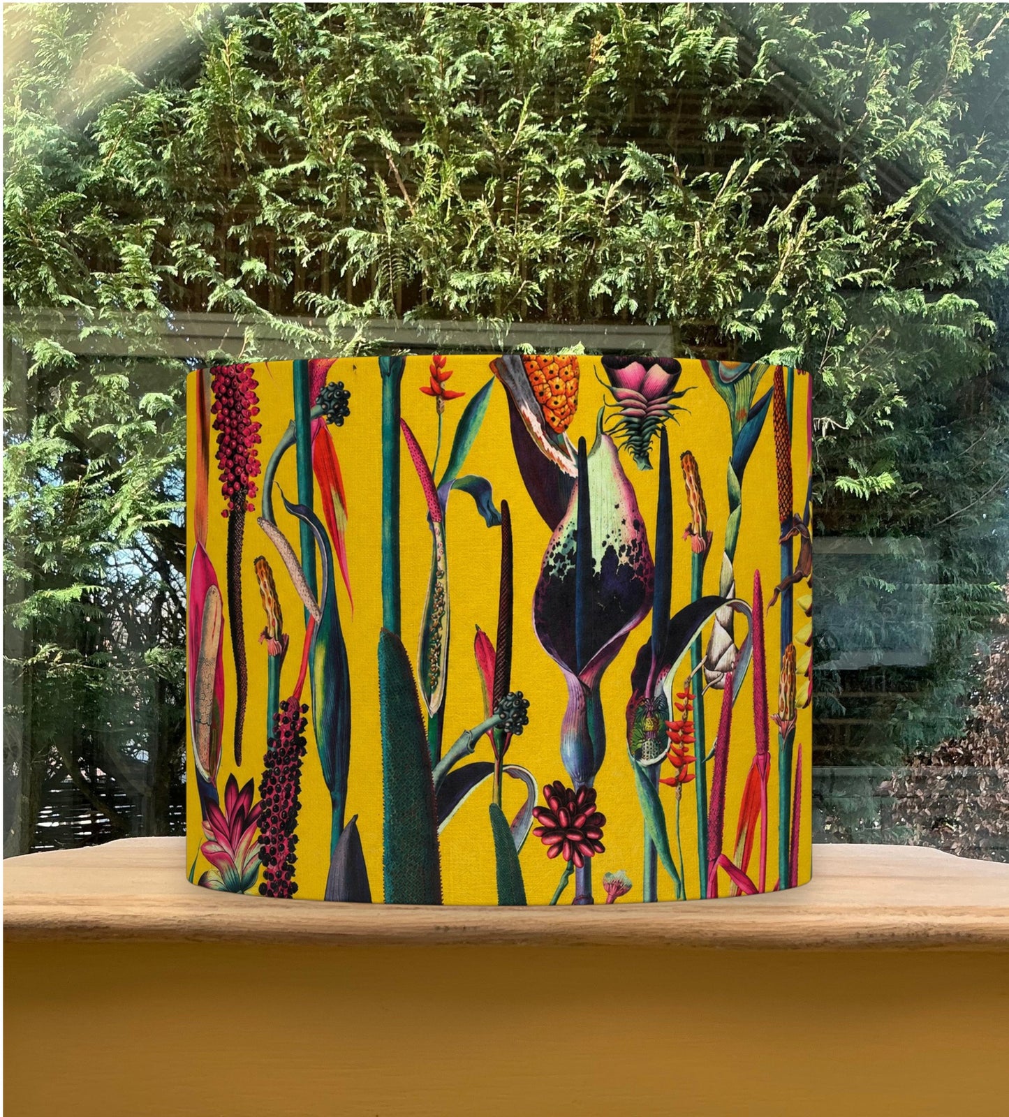 Exotic Jungle Mustard Drum Lampshade