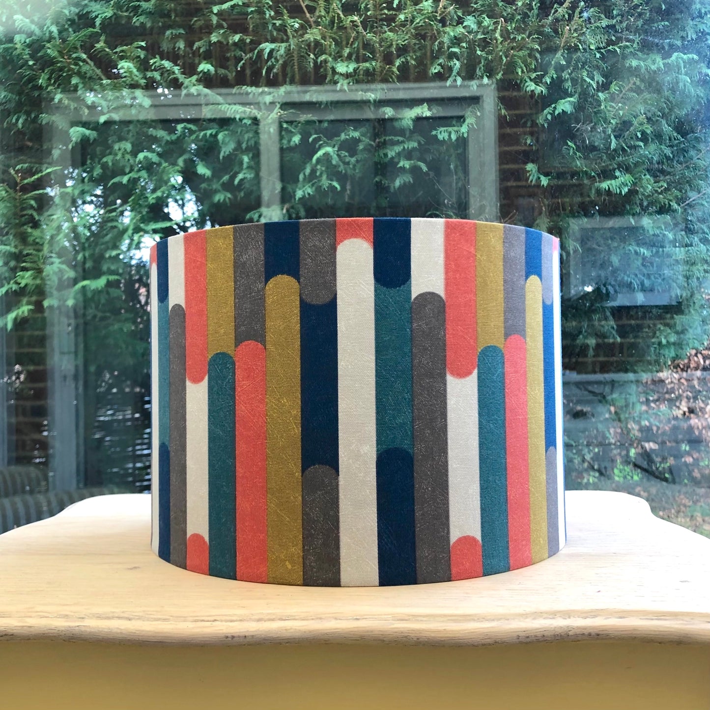 Modern Geometric Orange Green Navy Capsule Drum Lampshade