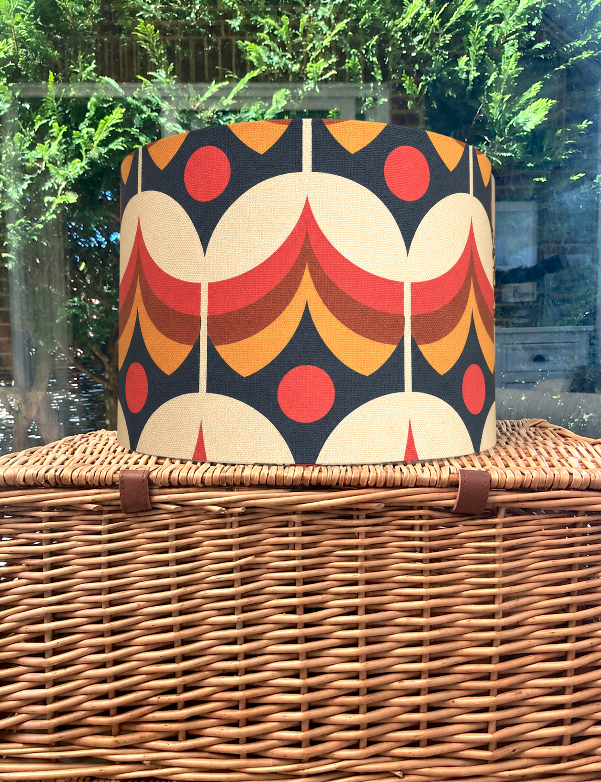 Retro Orange Geometric Lampshade