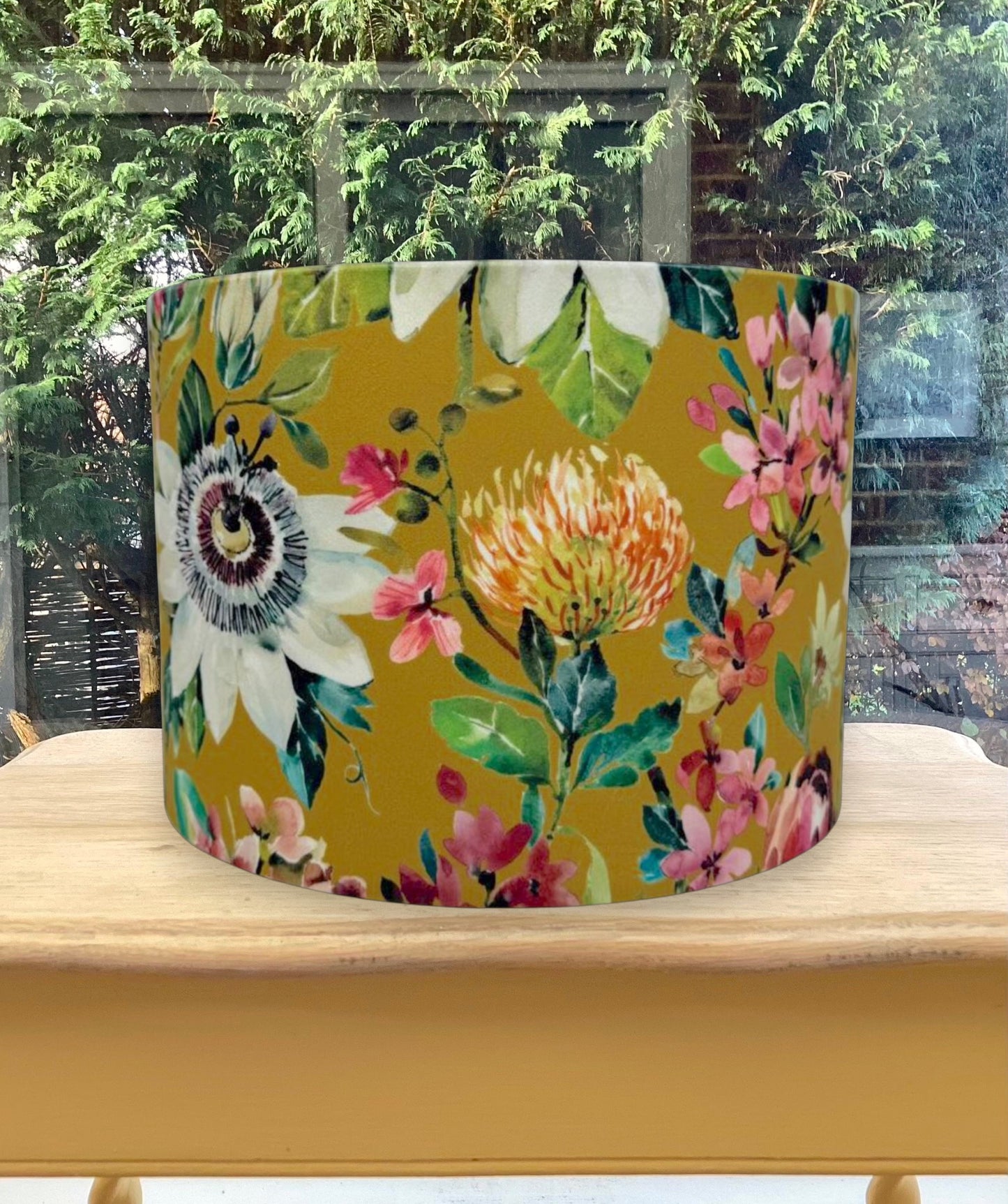Paradise floral velvet lampshade ochre