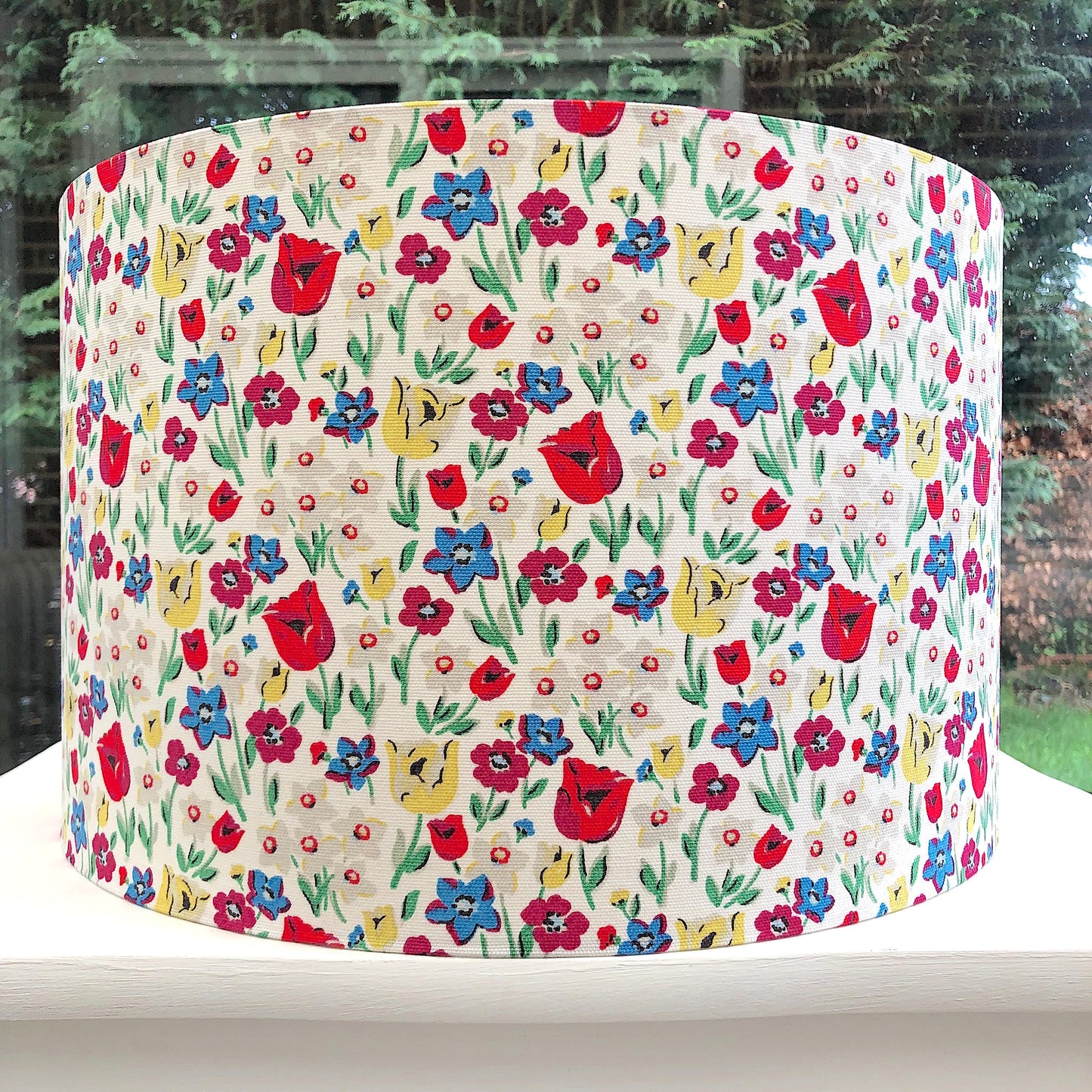 Paradise Flowers Drum Lampshade | Colourful Tulip & Wildflower Print