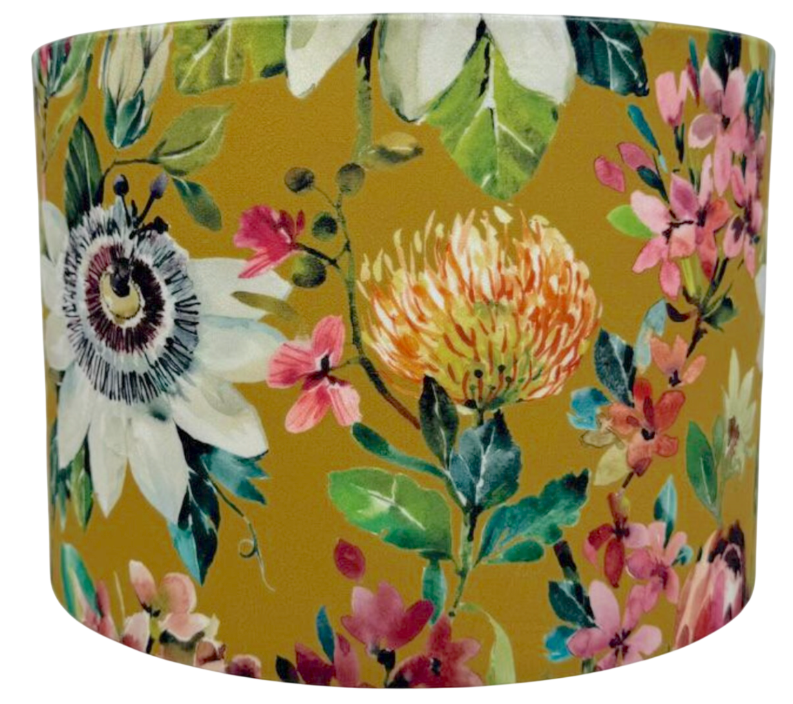 Paradise floral velvet lampshade ochre