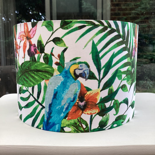 Tropical Lampshade with Parrots