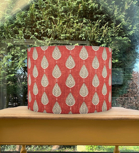 Pimento Red White Raindrop Lampshade
