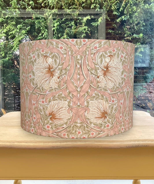 William Morris Pimpernel Lampshade – Elegant Floral Motif in Blush & Sage
