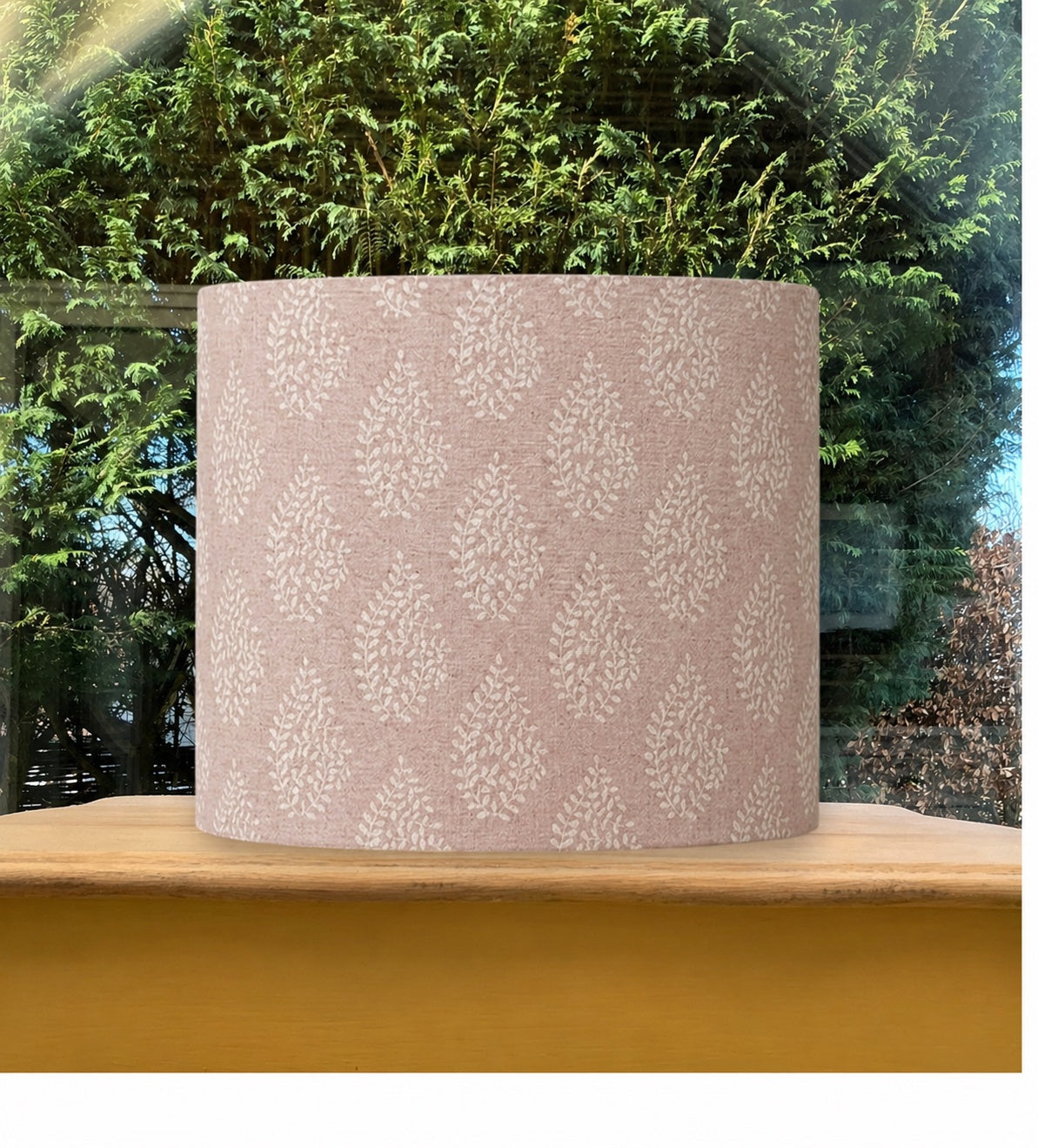 Neutral Blush Pink Linen Leaf Lampshade