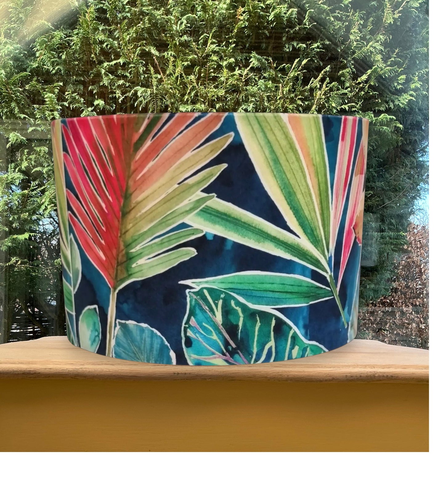Tropical Palm Navy Velvet Lampshade