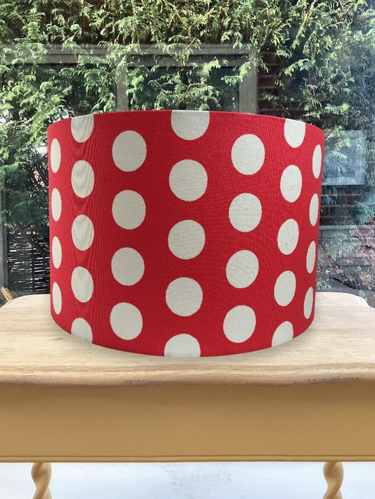 Red & White Polka Dot Drum Lampshade