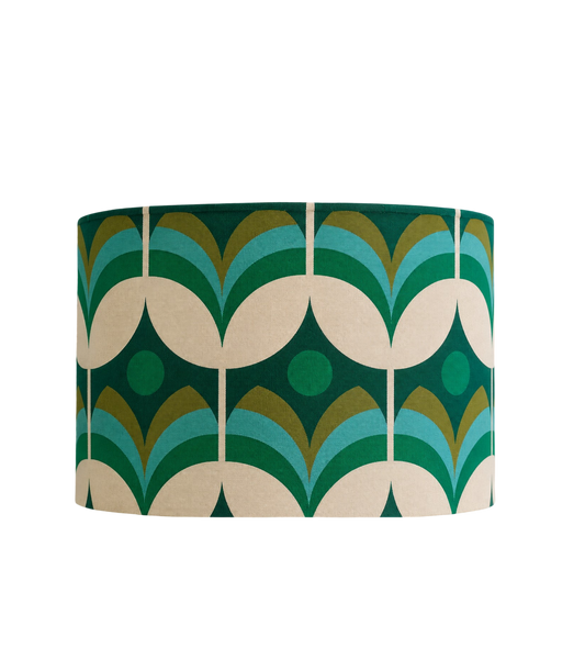 Retro Green Geometric Lampshade – Mid-Century Modern Statement Piece