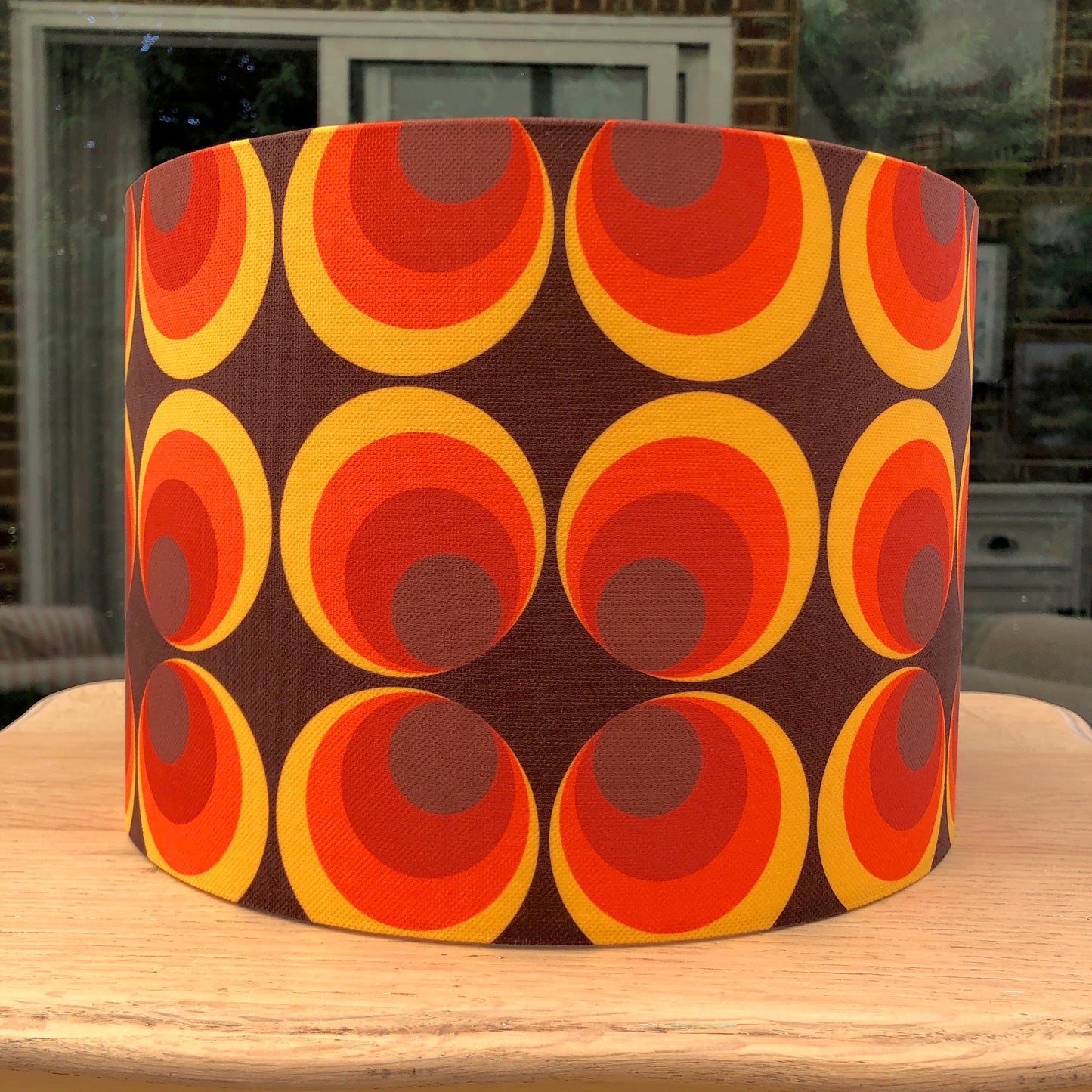 Retro Lampshade (60s 70s Mid Century MCM) Orange Brown