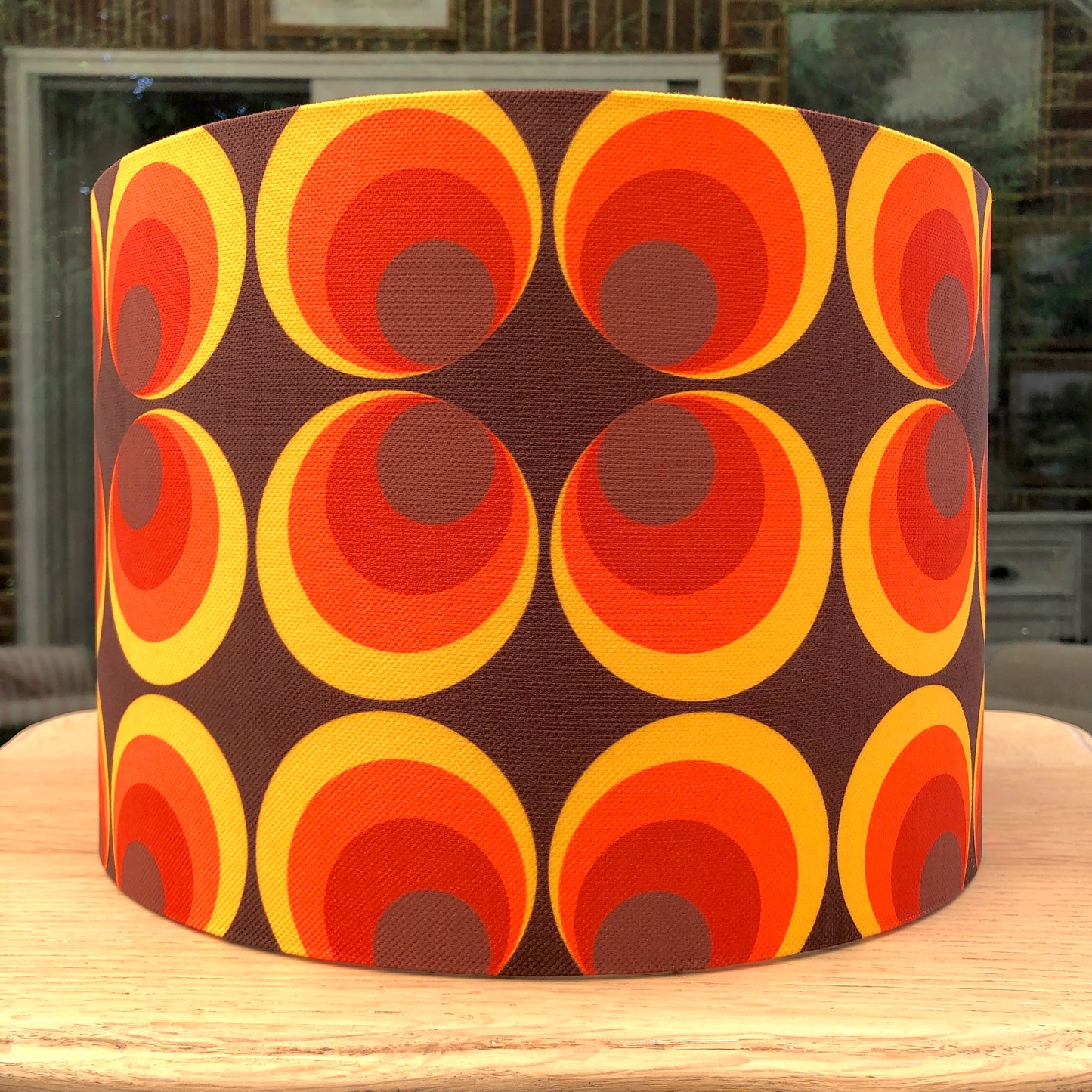 Retro Lampshade (60s 70s Mid Century MCM) Orange Brown