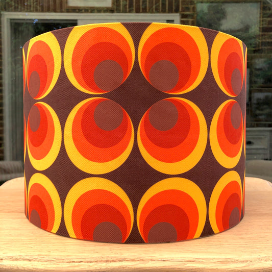 Retro Lampshade (60s 70s Mid Century MCM) Orange Brown