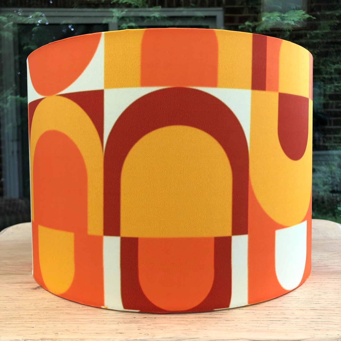 Retro Lampshade (60s 70s Mid Century MCM) Orange Brown