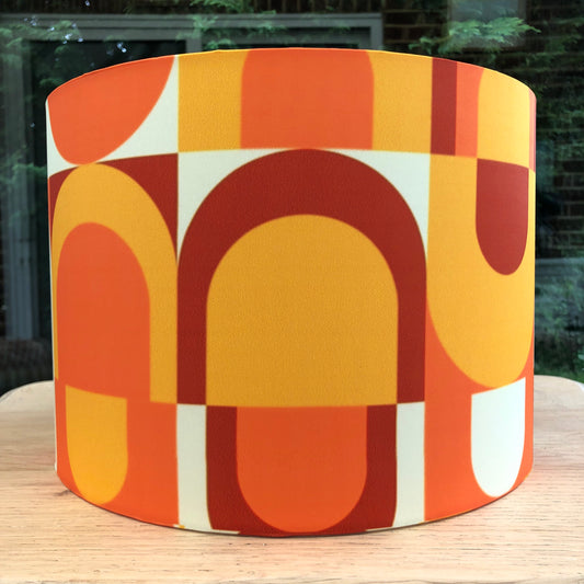 Retro Lampshade (60s 70s Mid Century MCM) Orange Brown