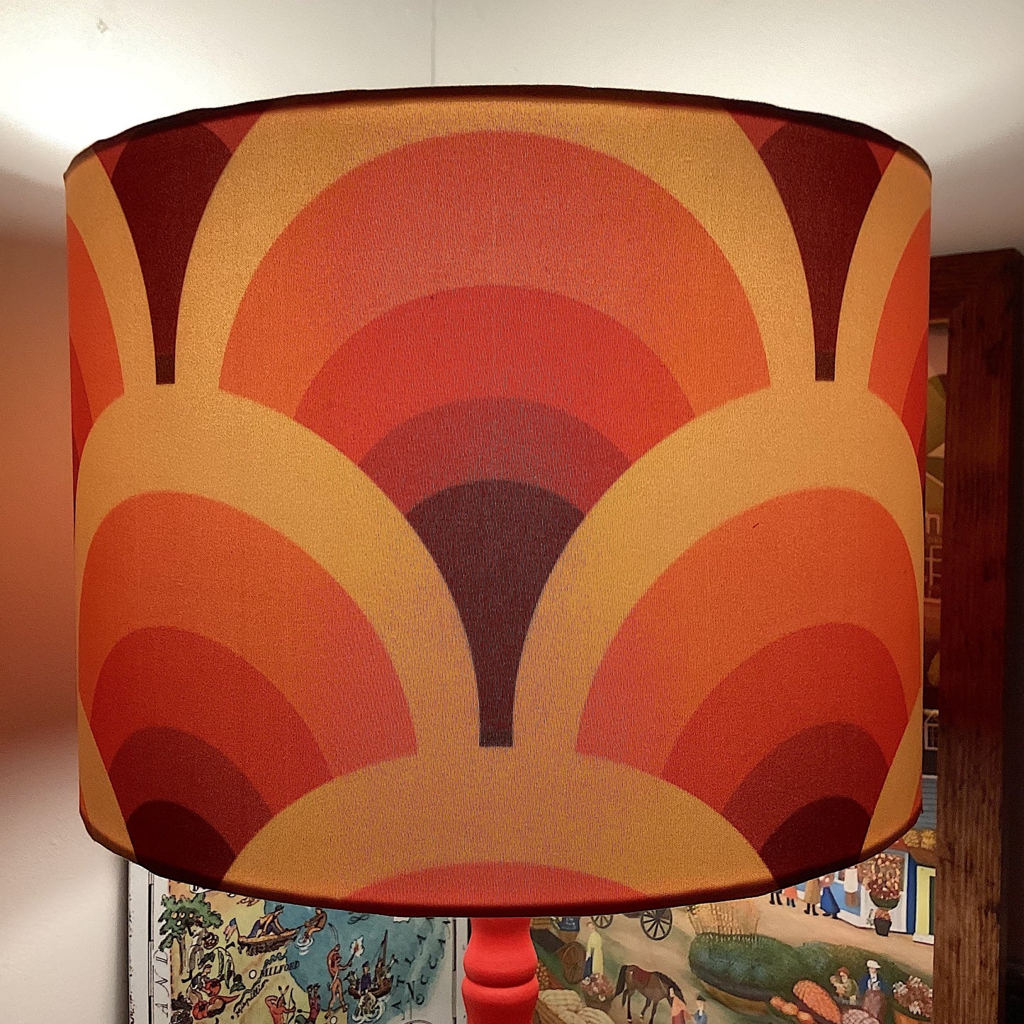 Retro Lampshade (60s 70s Mid Century MCM) Scallop Orange