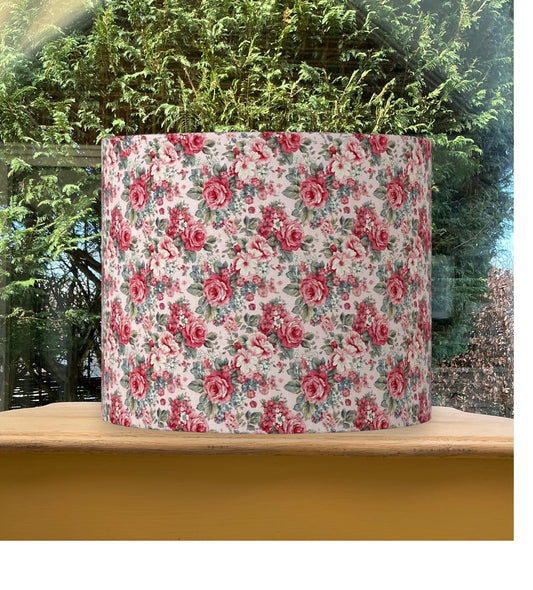 Pink Rose Vintage Floral Fabric Lampshade