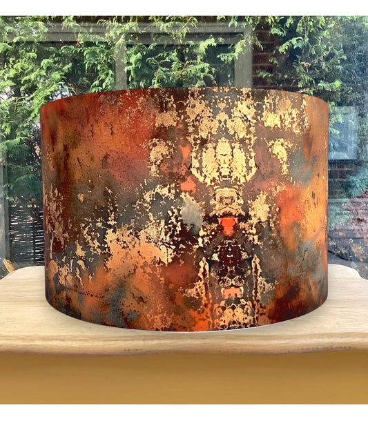 Rust Distressed Copper Teal Lampshade
