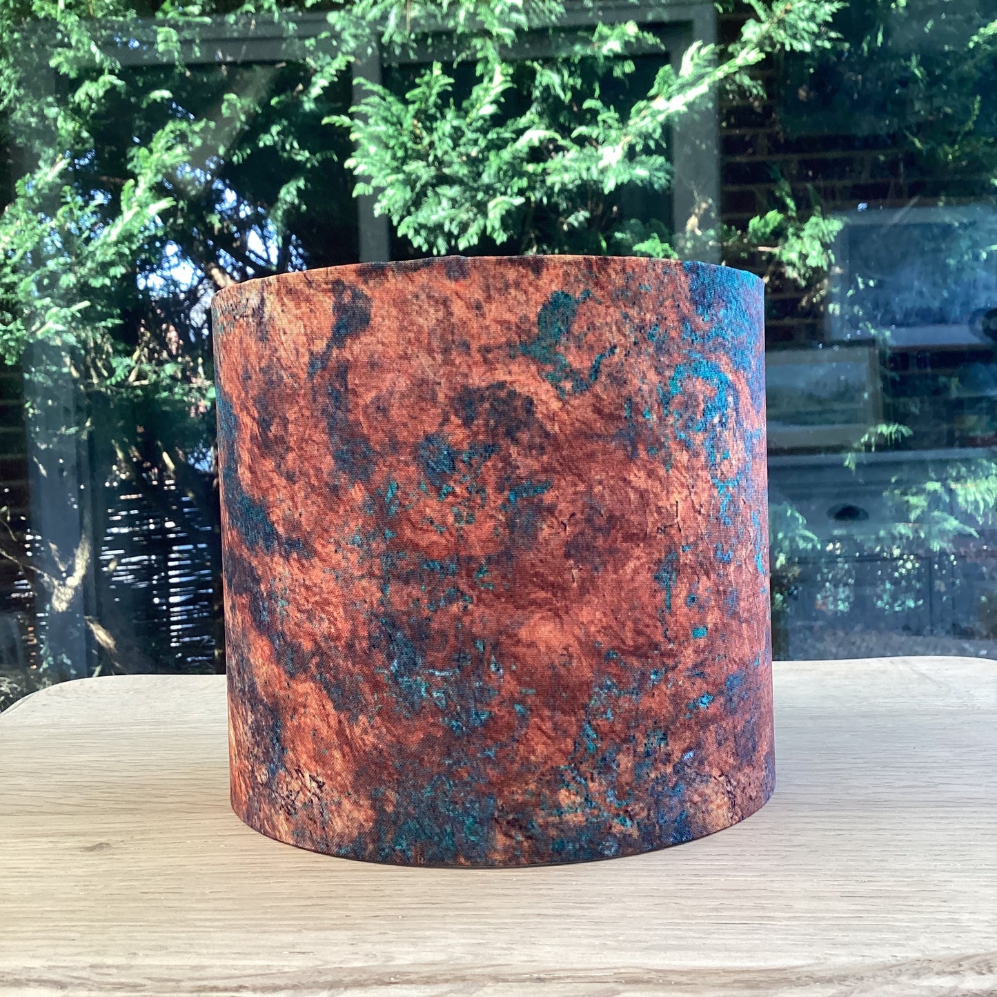 Rust Distressed Copper Teal Lampshade