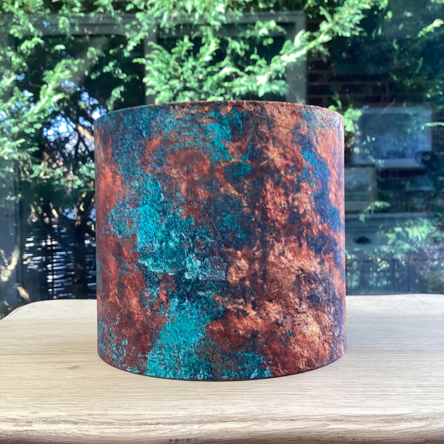 Rust Distressed Copper Teal Lampshade