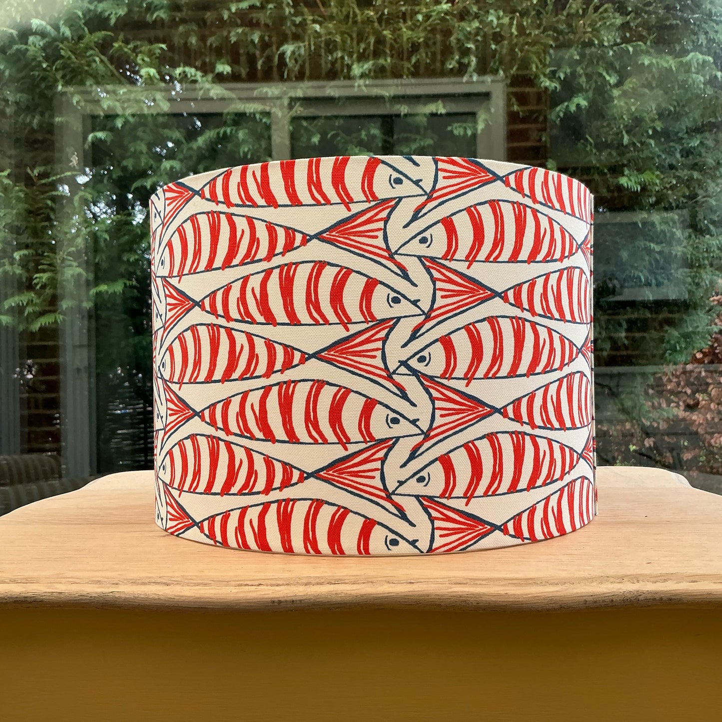 Coastal Nautical Orange & Blue Fish Drum Lampshade