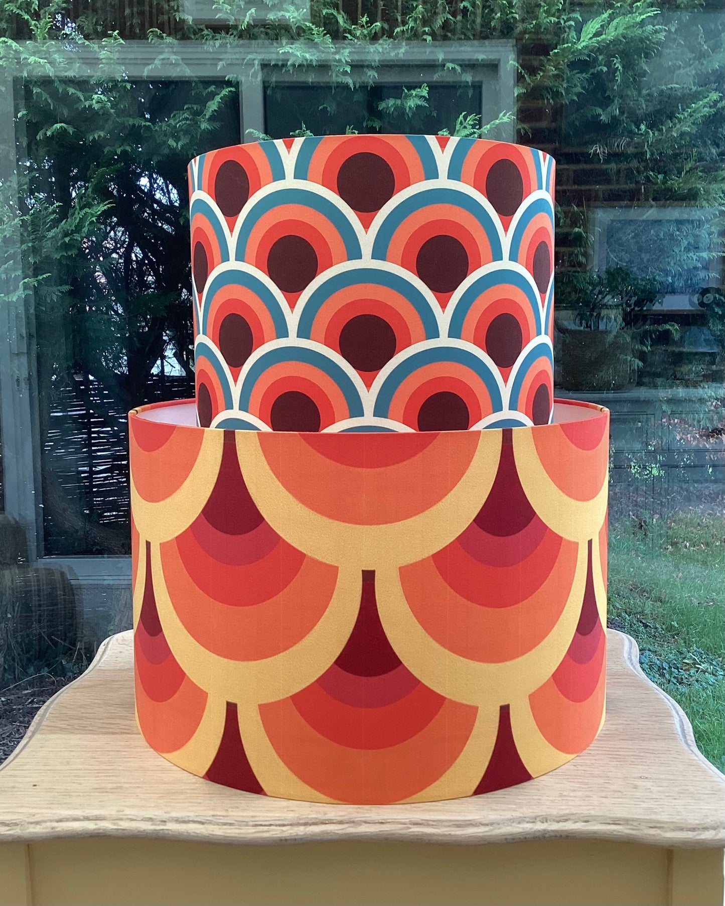 Retro Lampshade (60s 70s Mid Century MCM) Scallop Orange