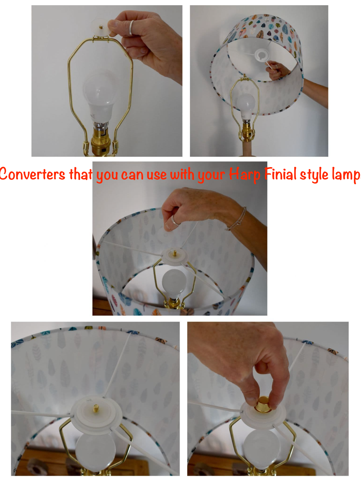 Harp Finial - Bulb Holder Converting Washers (pair)