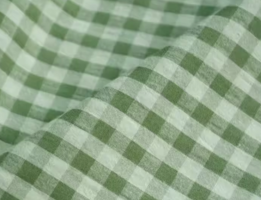 Green Gingham Linen Lampshade