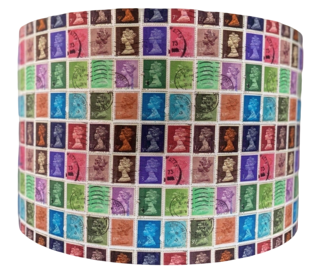 Stamp Lamp Shade Vintage Postage Fabric Postmark Franks Philatelist