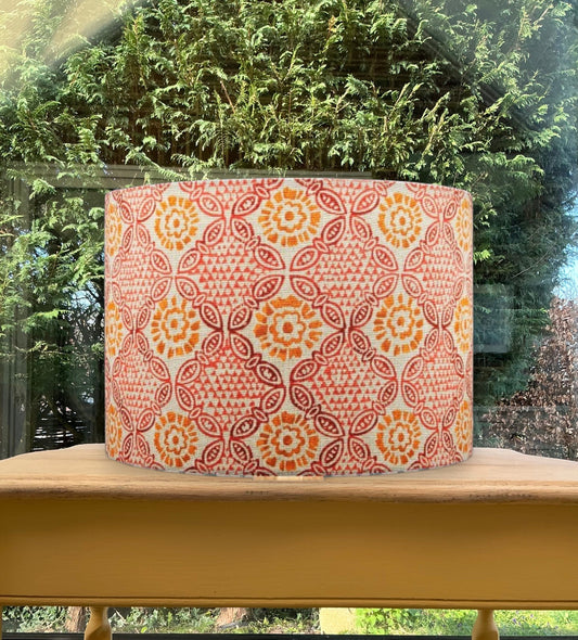 Orange Pink Stardust Indian Block Print Pattern Lampshade