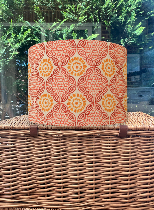 Orange Pink Stardust Indian Block Print Pattern Lampshade