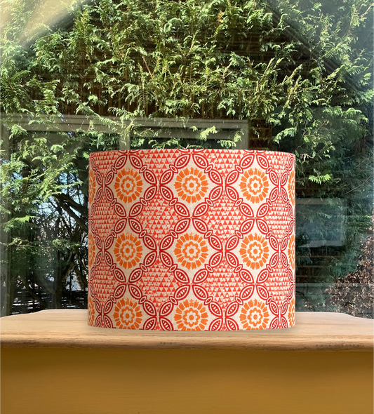 Orange Pink Stardust Indian Block Print Pattern Lampshade