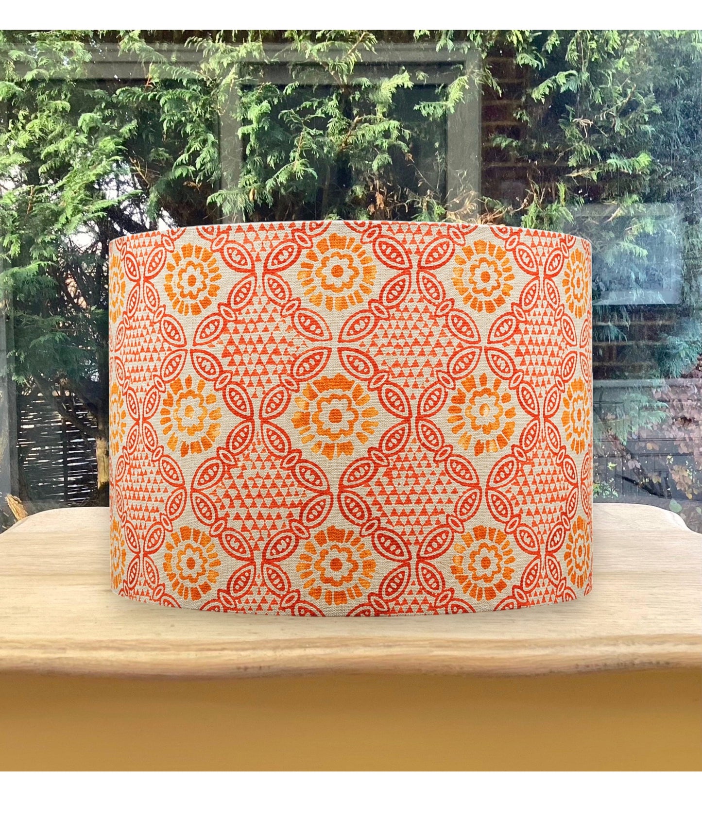 Orange Pink Stardust Indian Block Print Pattern Lampshade