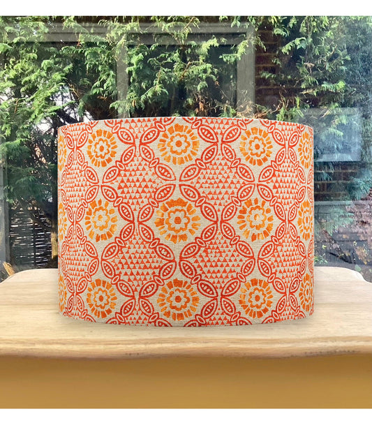 Orange Pink Stardust Indian Block Print Pattern Lampshade