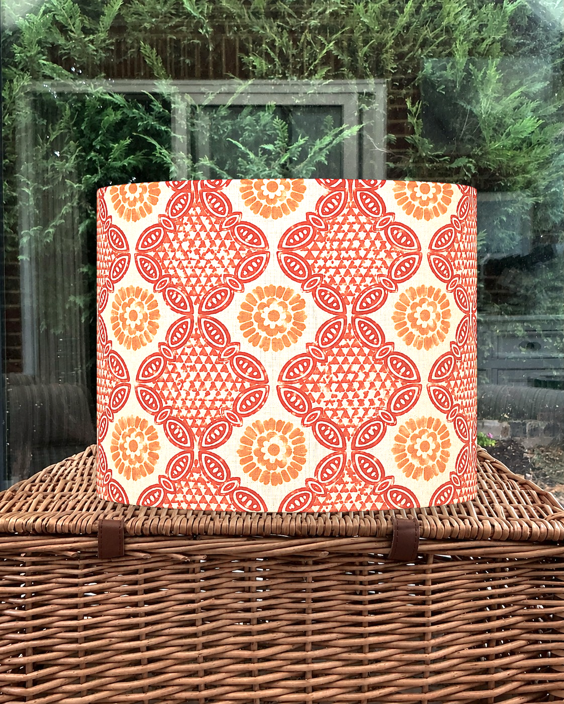 Orange Pink Stardust Indian Block Print Pattern Lampshade