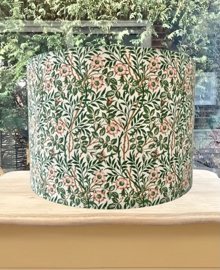 William Morris Sweet Briar Lampshade in Pink Green Colours