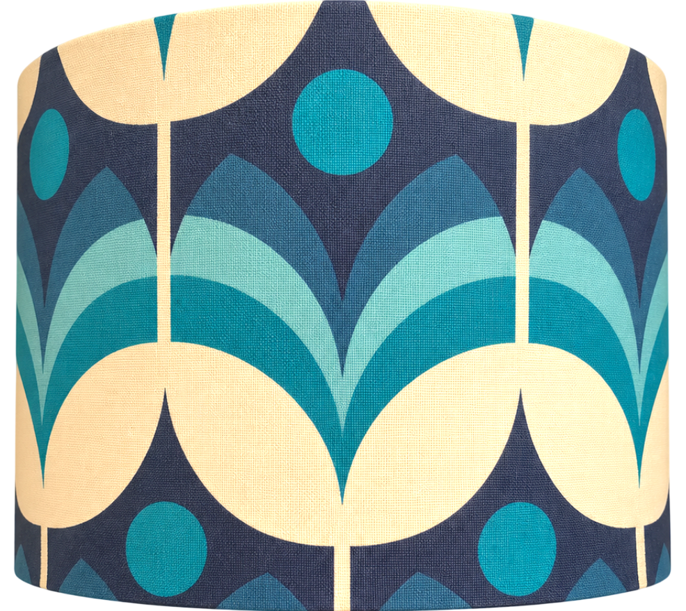 Retro Teal Geometric Lampshade – Mid-Century Modern Statement Piece