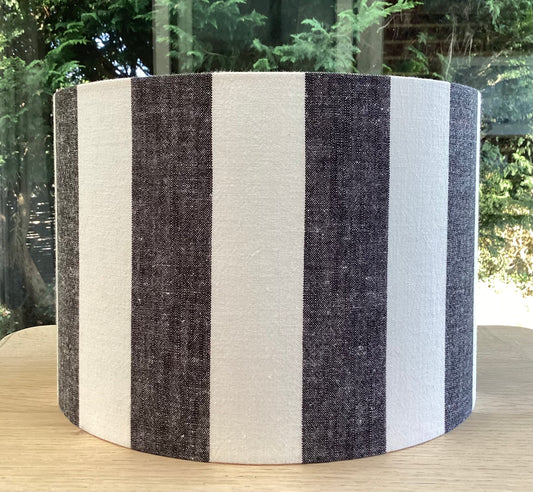 Charcoal Black and White Stripe Lampshade