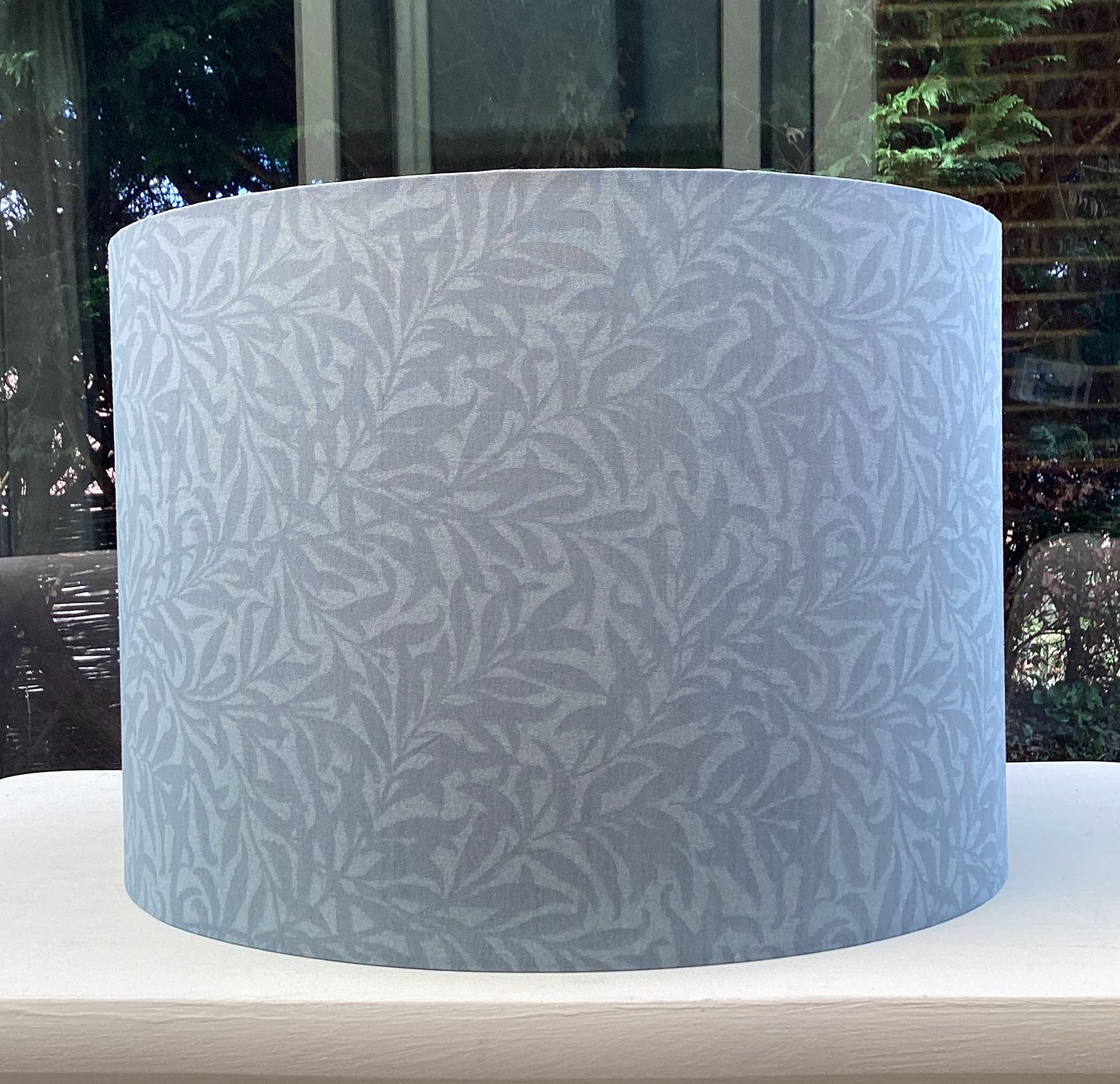 William Morris Willow Bough slate blue lampshade with intricate floral design, perfect for adding a touch of vintage elegance to your home decor.