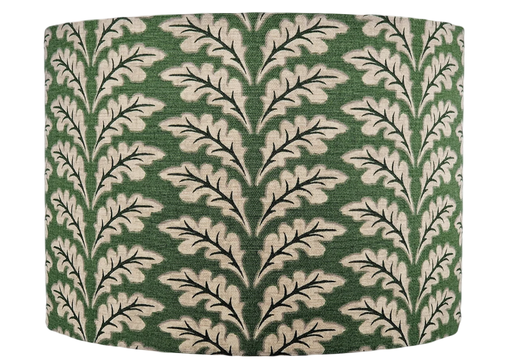 Green Oak Leaf Lampshade Botanical Print Fabric Lighting