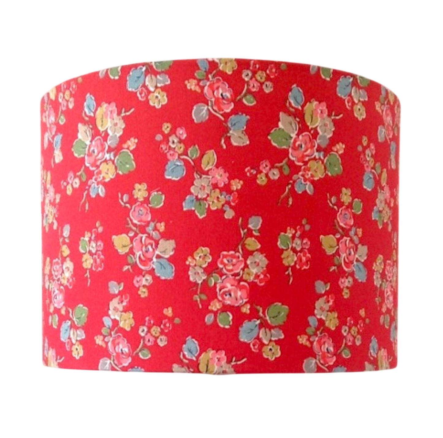 Red Woodland Rose Floral Drum Lampshade