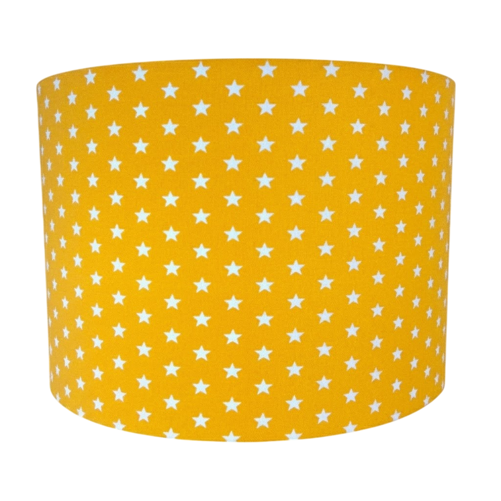 Yellow and White Star Fabric Lampshade