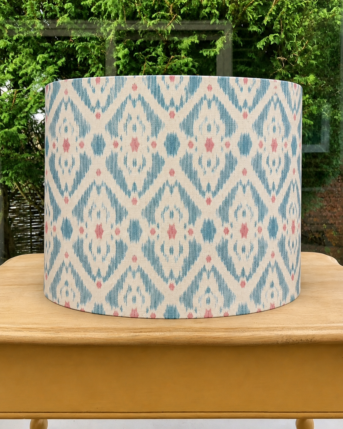 Teal ikat pattern for colour that still reads calm and neutral.